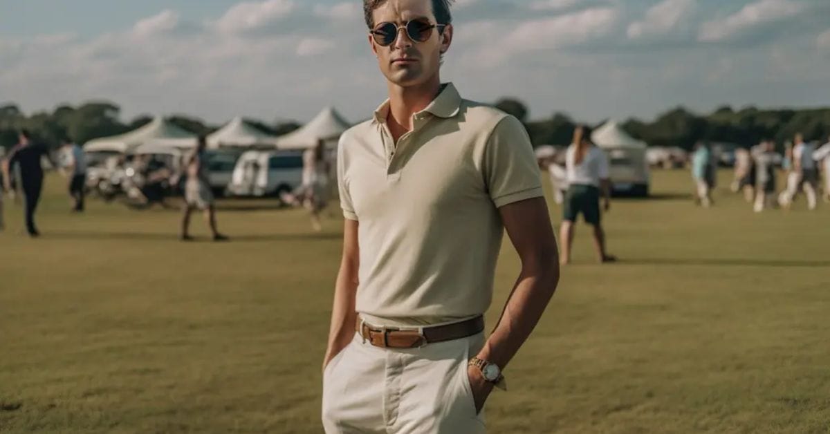 A man in sunglasses stands confidently in a lush field, embodying the elegance of old money style