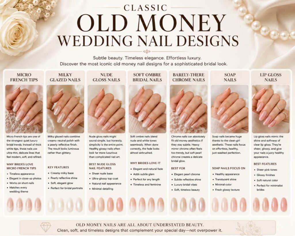 Classic Old Money Wedding Nail Designs guide