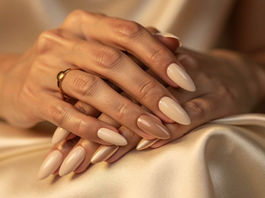 Ivory Cream Almond Nails