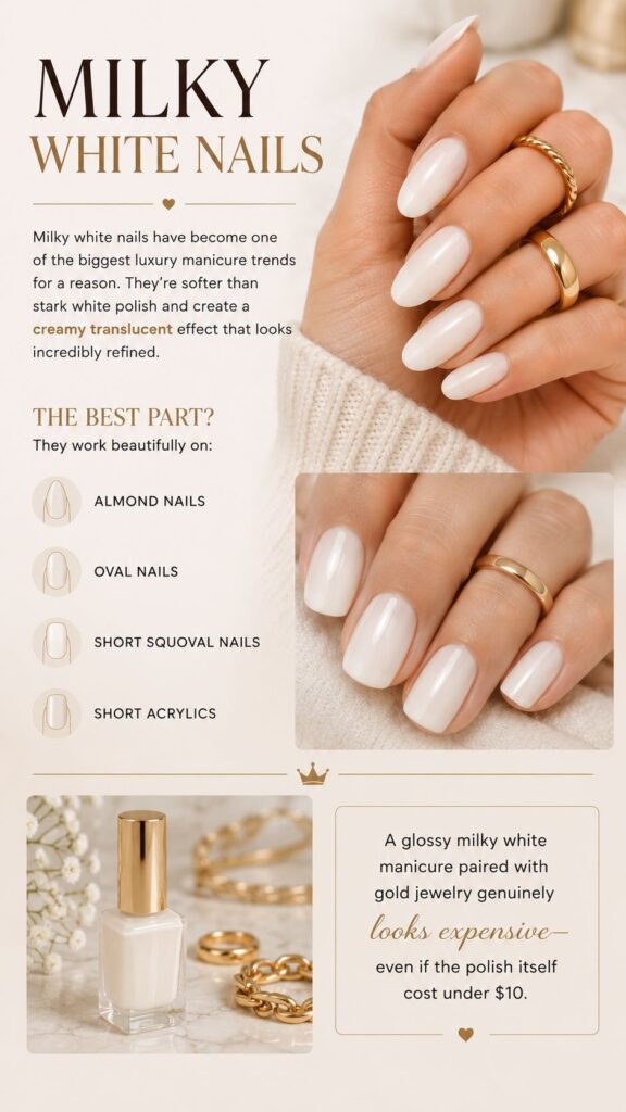 Milky White Nails colors ideas