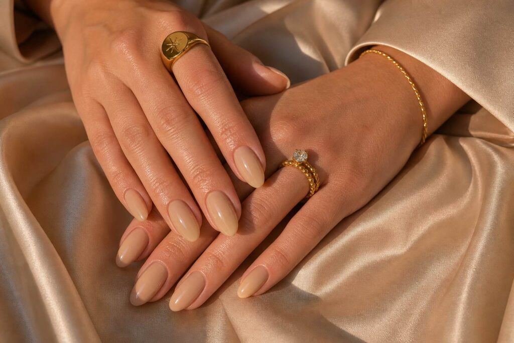 Nude Gloss Old Money Almond Nails