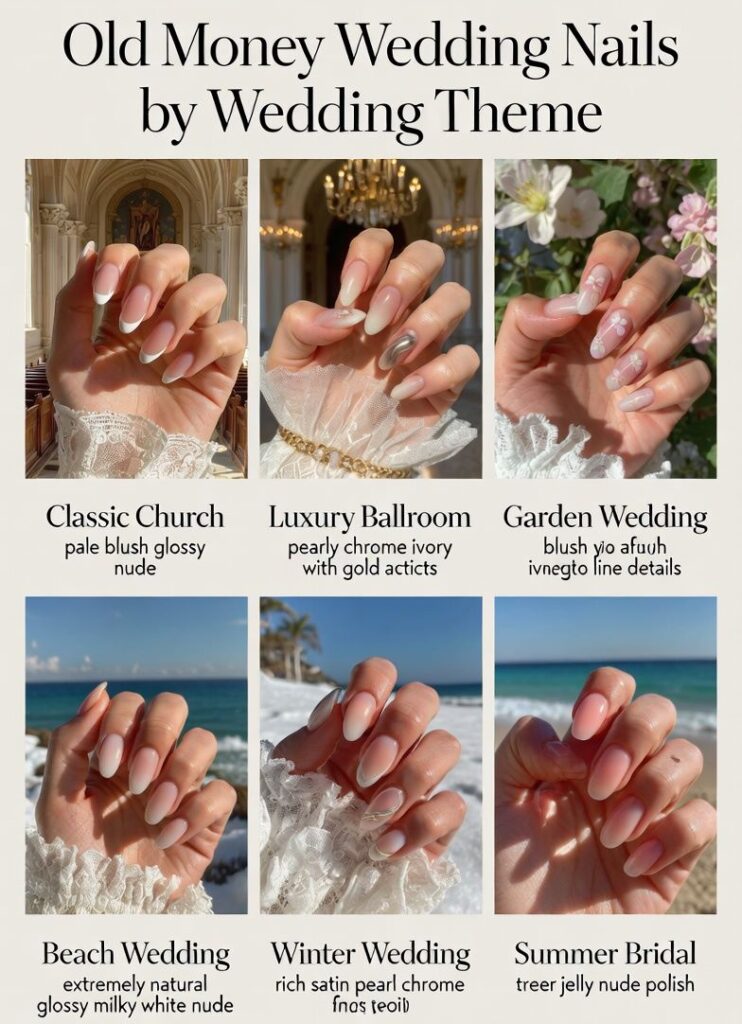 Old Money Wedding Nails by Wedding Theme