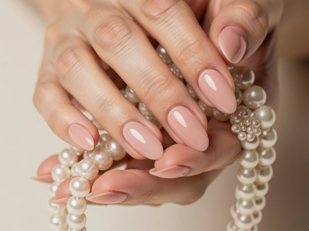 Sheer Pink Almond Nails old money