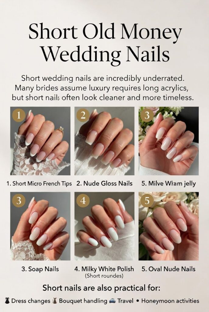 Short Old Money Wedding Nails