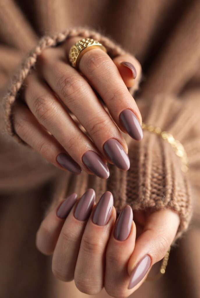 Taupe Minimalist Almond Nails